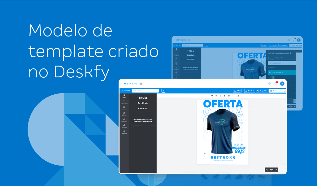 Imagem mostra um modelo de template criado dentro do Módulo Artes do Deskfy